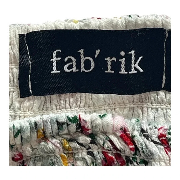 FAB'RIK FLORAL MINISKIRT WITH ELASTIC SMOCKING AND RUFFLE DETAILS SIZE LARGE - Picture 4 of 7